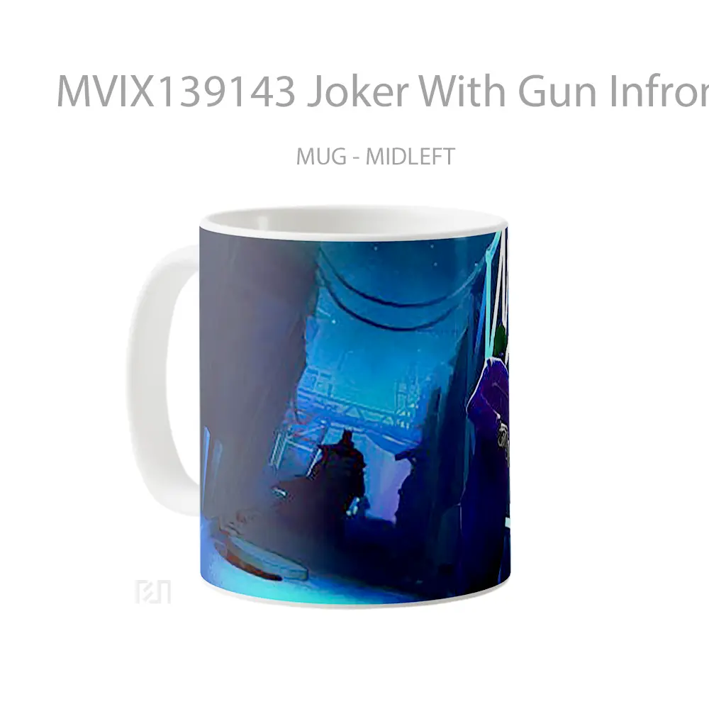 Mug Joker With Gun Infront Of Batman Gelas Superhero - Tampak Tengah