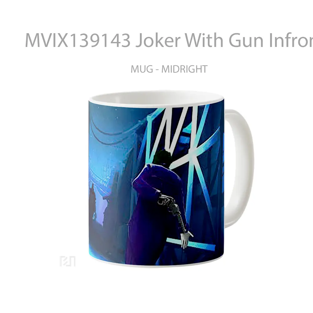 Mug Joker With Gun Infront Of Batman Gelas Superhero - Tampak Tengah