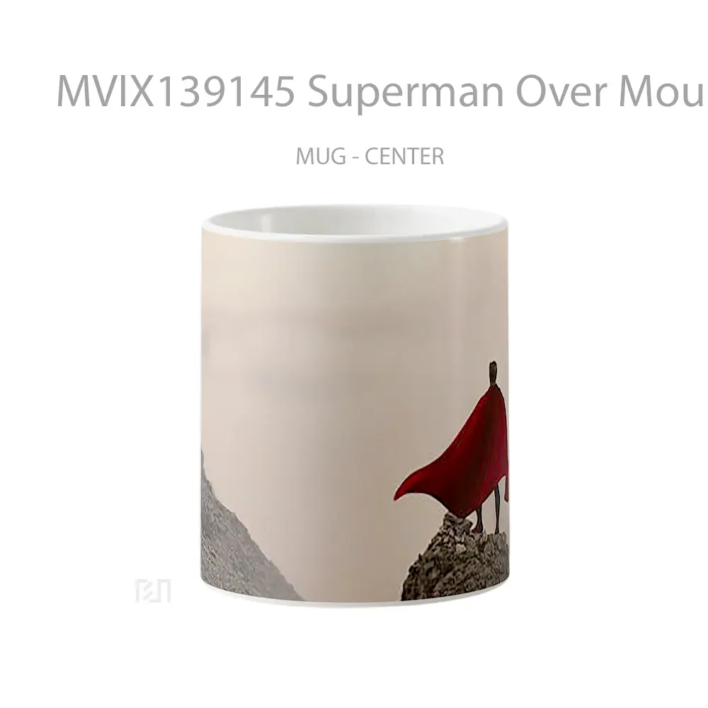 Mug Superman Over Mountain Infront Of Mist Gelas Superhero