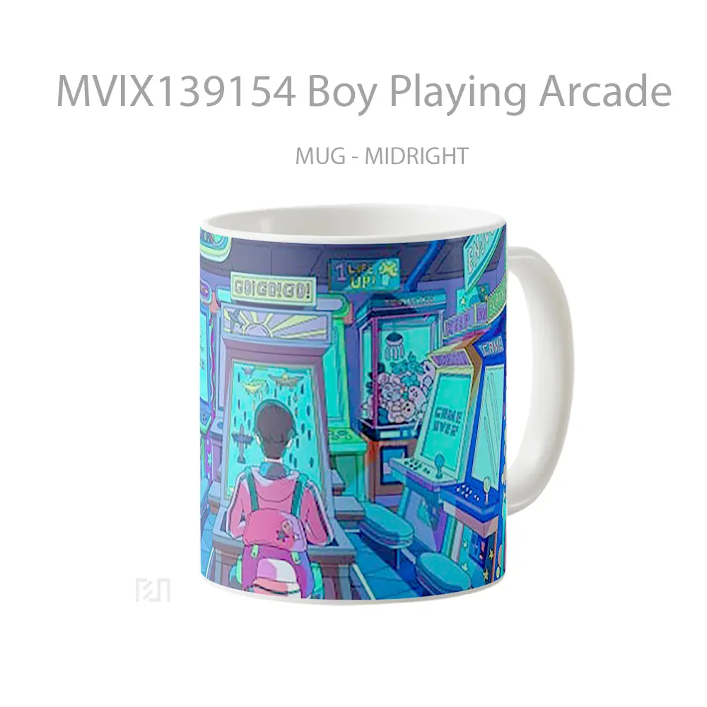 Mug Boy Playing Arcade Gelas Keramik Unik - All-side / Desain