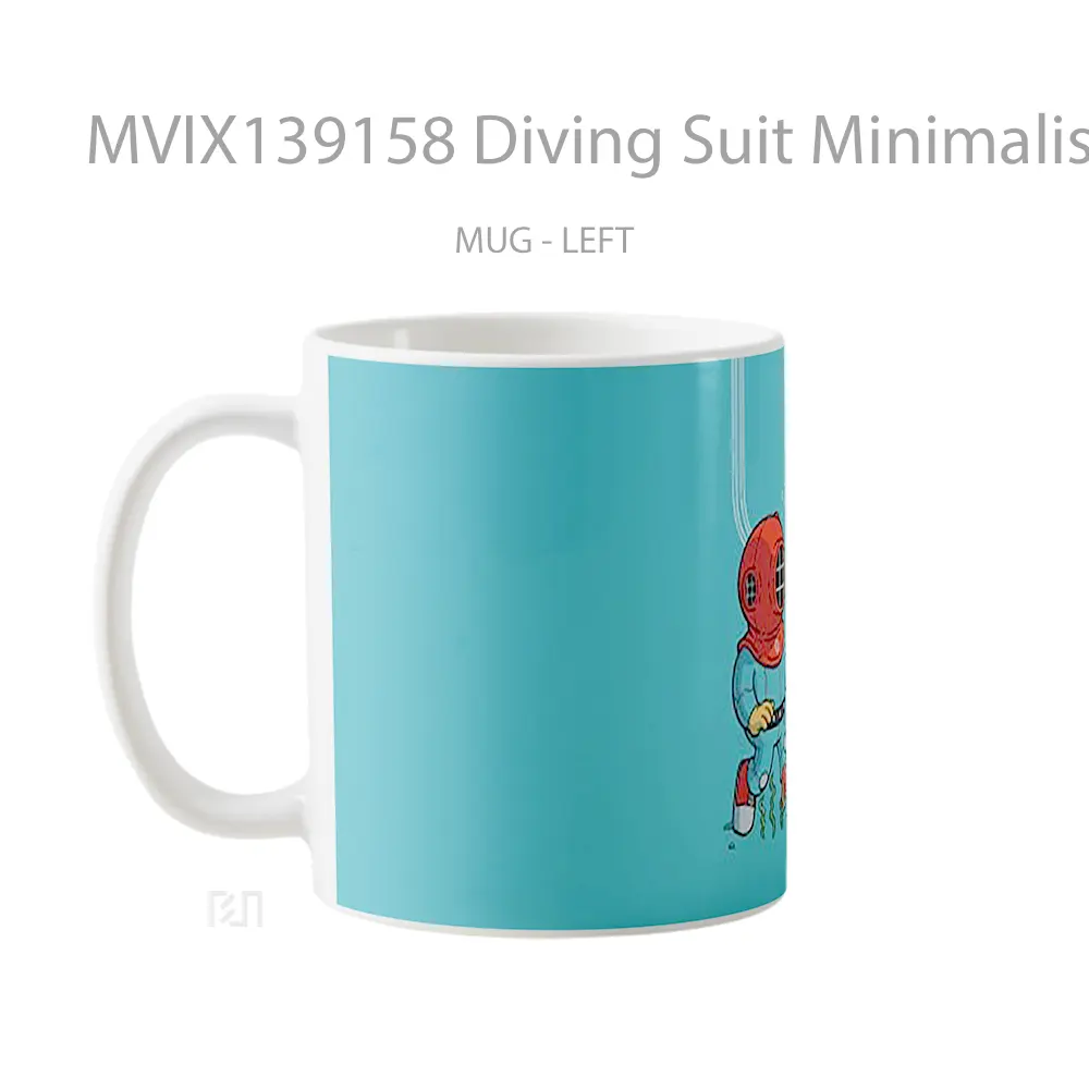 Mug Diving Suit Minimalist Illustration Gelas Seni Modern - All-side / Desain