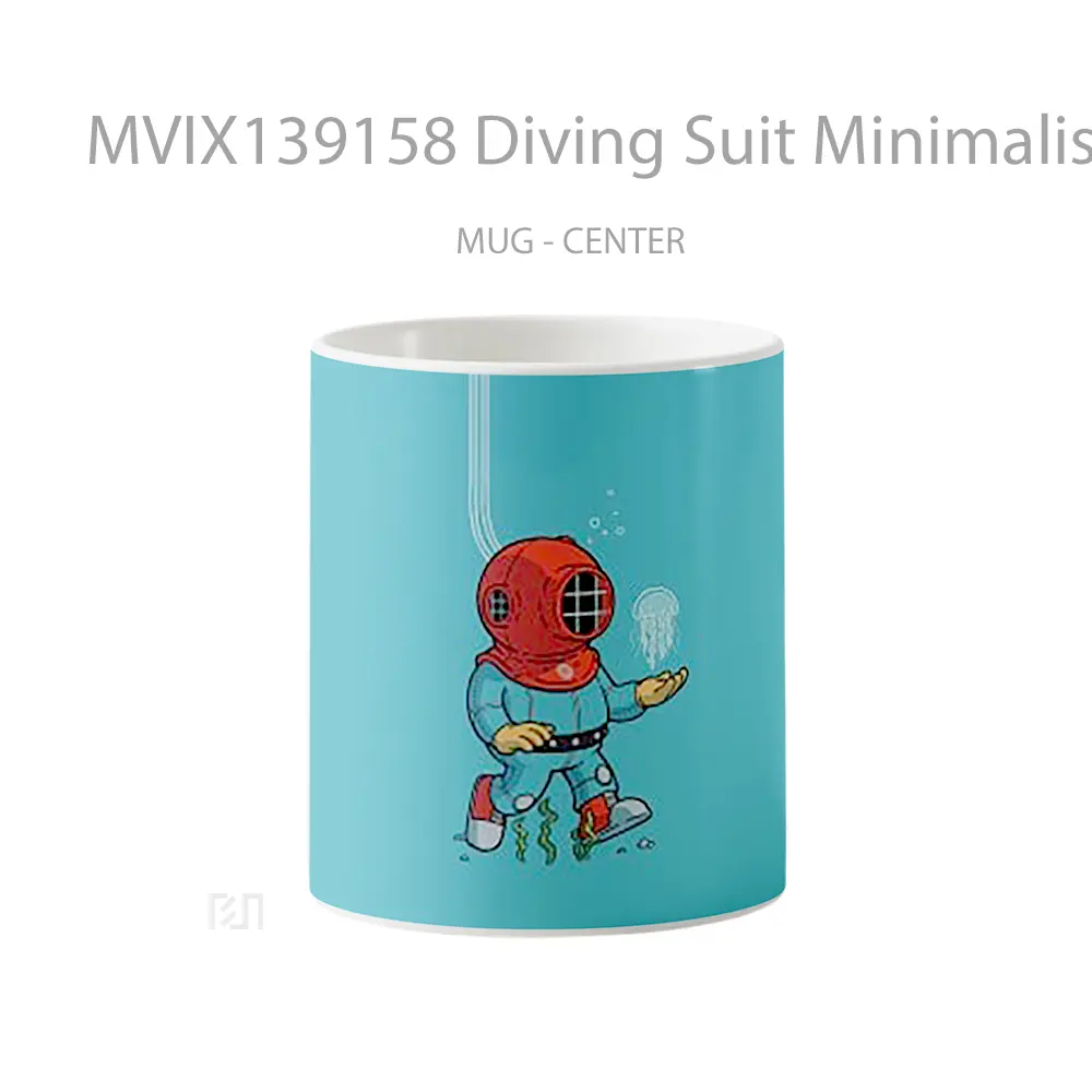 Mug Diving Suit Minimalist Illustration Gelas Seni Modern