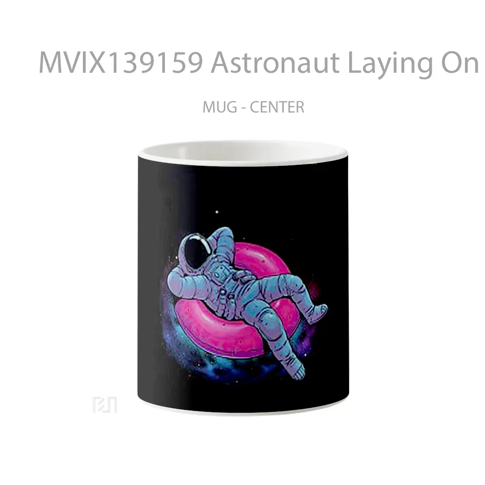 Mug Astronaut Laying On Lifebuoy Gelas Astronomi