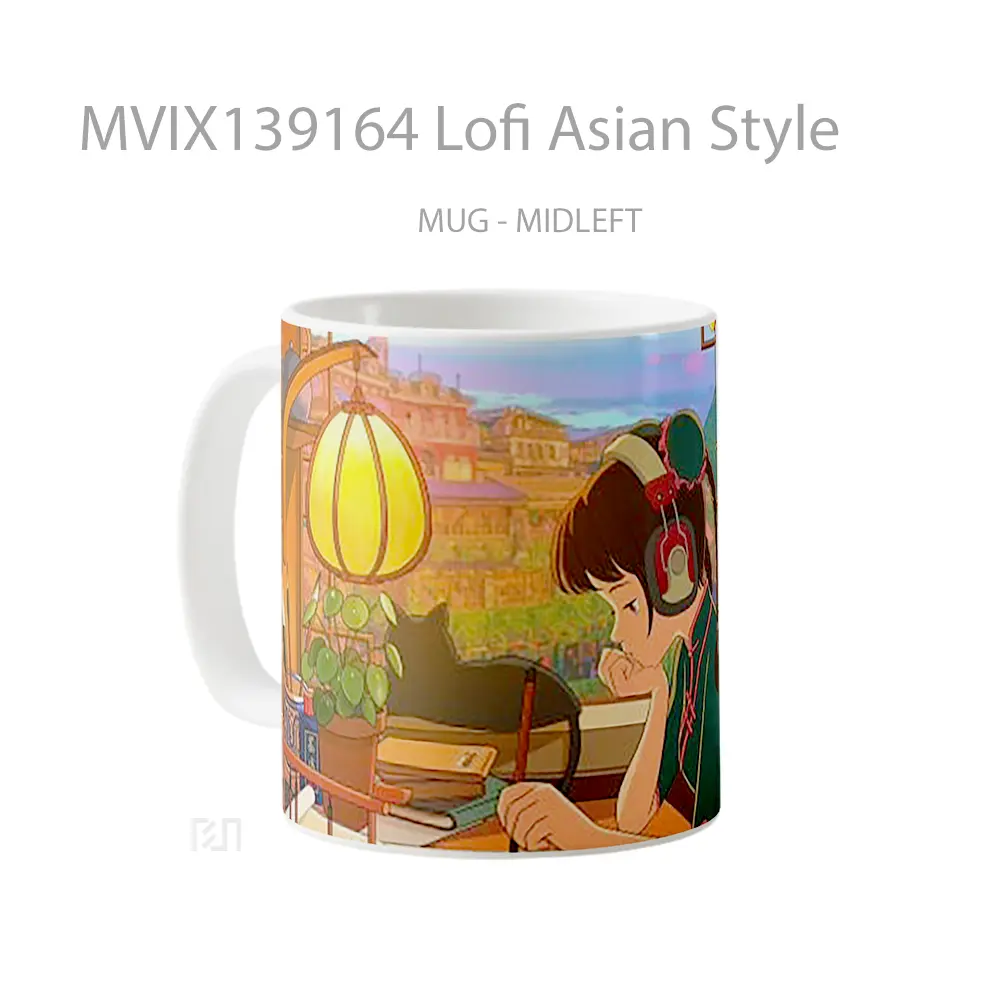 Mug Lofi Asian Style Gelas Keramik Unik - All-side / Desain