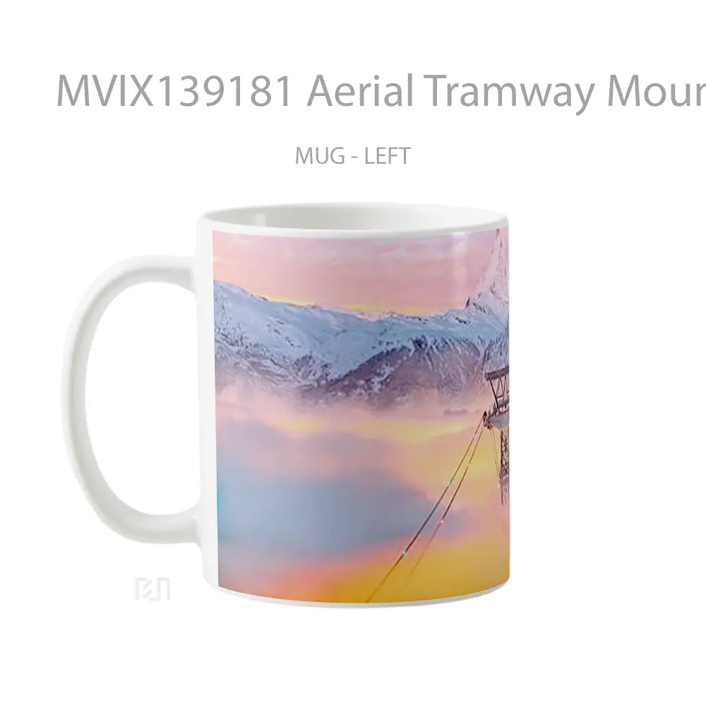 Mug Aerial Tramway Mountains At Sunset Gelas Pemandangan Alam - All-side / Desain
