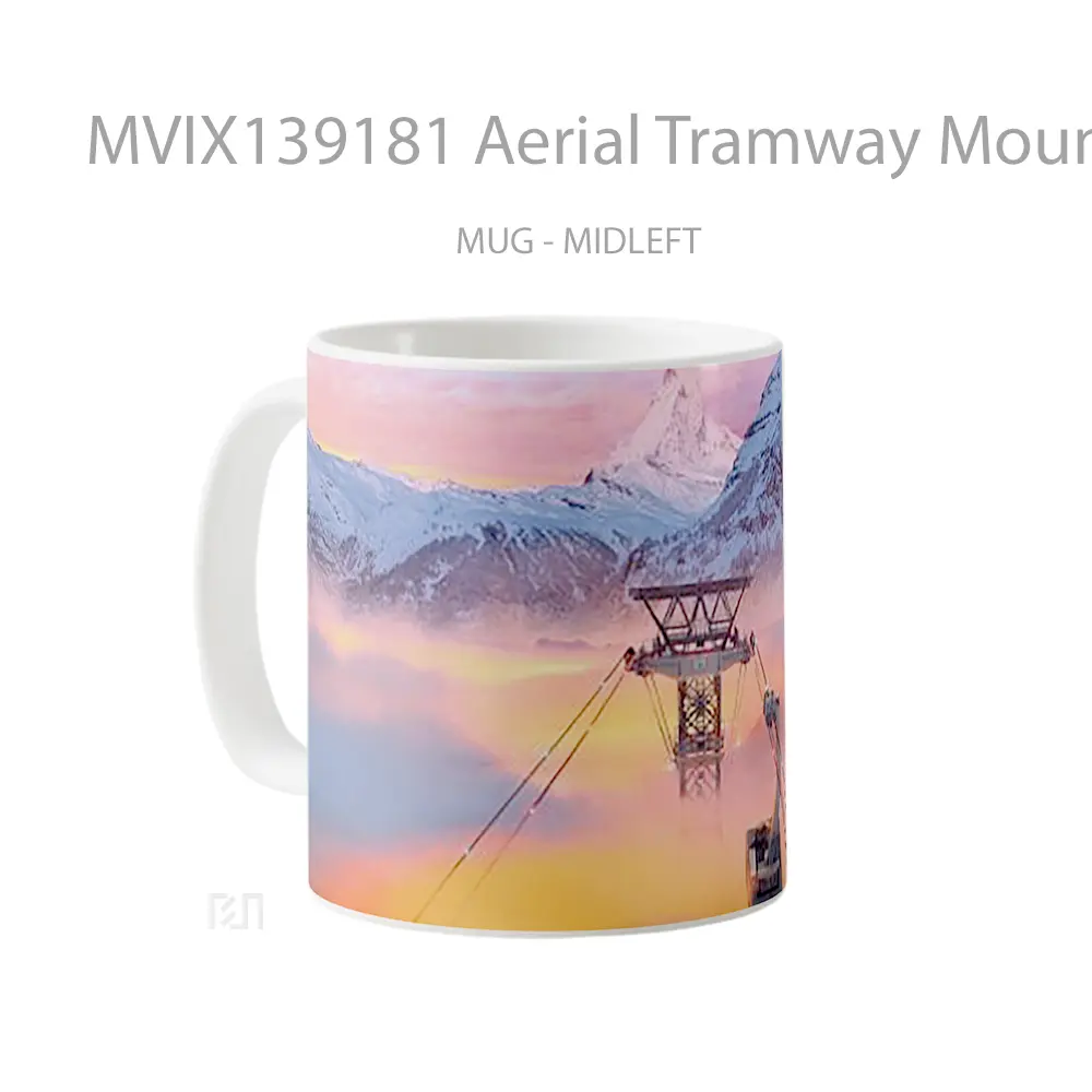 Mug Aerial Tramway Mountains At Sunset Gelas Pemandangan Alam - All-side / Desain