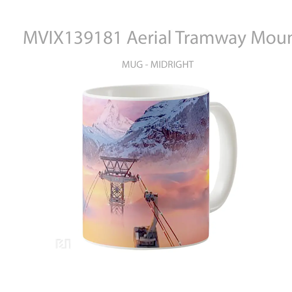 Mug Aerial Tramway Mountains At Sunset Gelas Pemandangan Alam - All-side / Desain