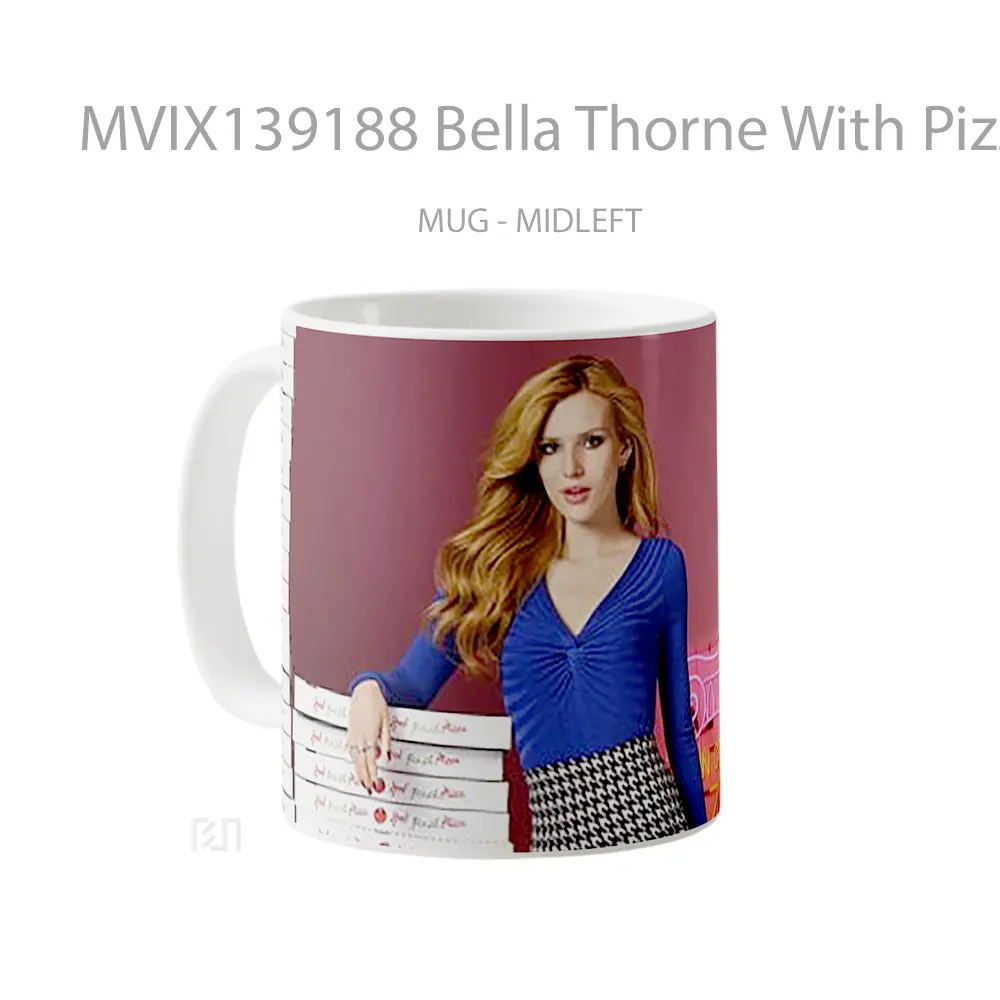 Mug Bella Thorne With Pizza Boxes Gelas Keramik Unik - All-side / Desain