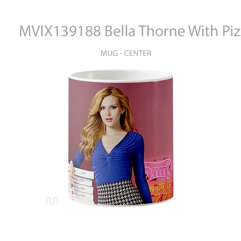 Mug Bella Thorne With Pizza Boxes Gelas Keramik Unik