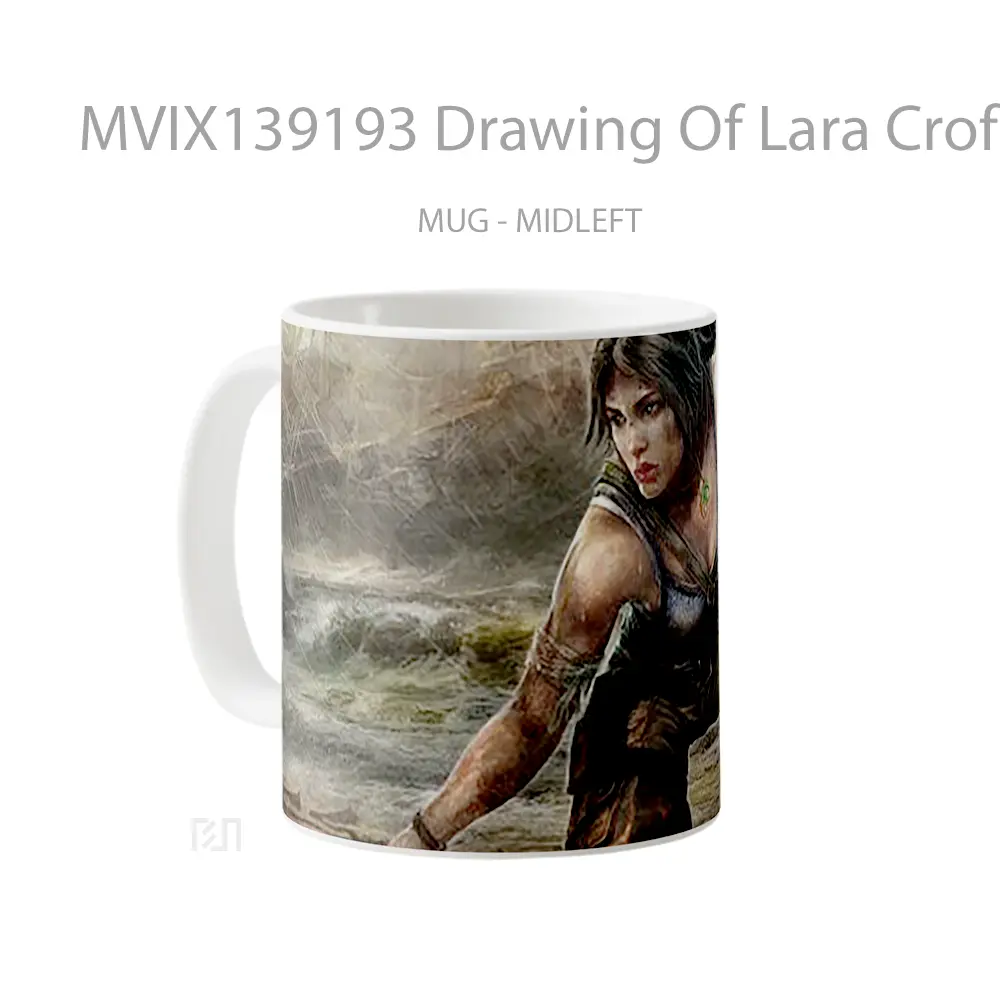 Mug Drawing Of Lara Croft Tomb Raider Gelas Keramik Unik - All-side / Desain