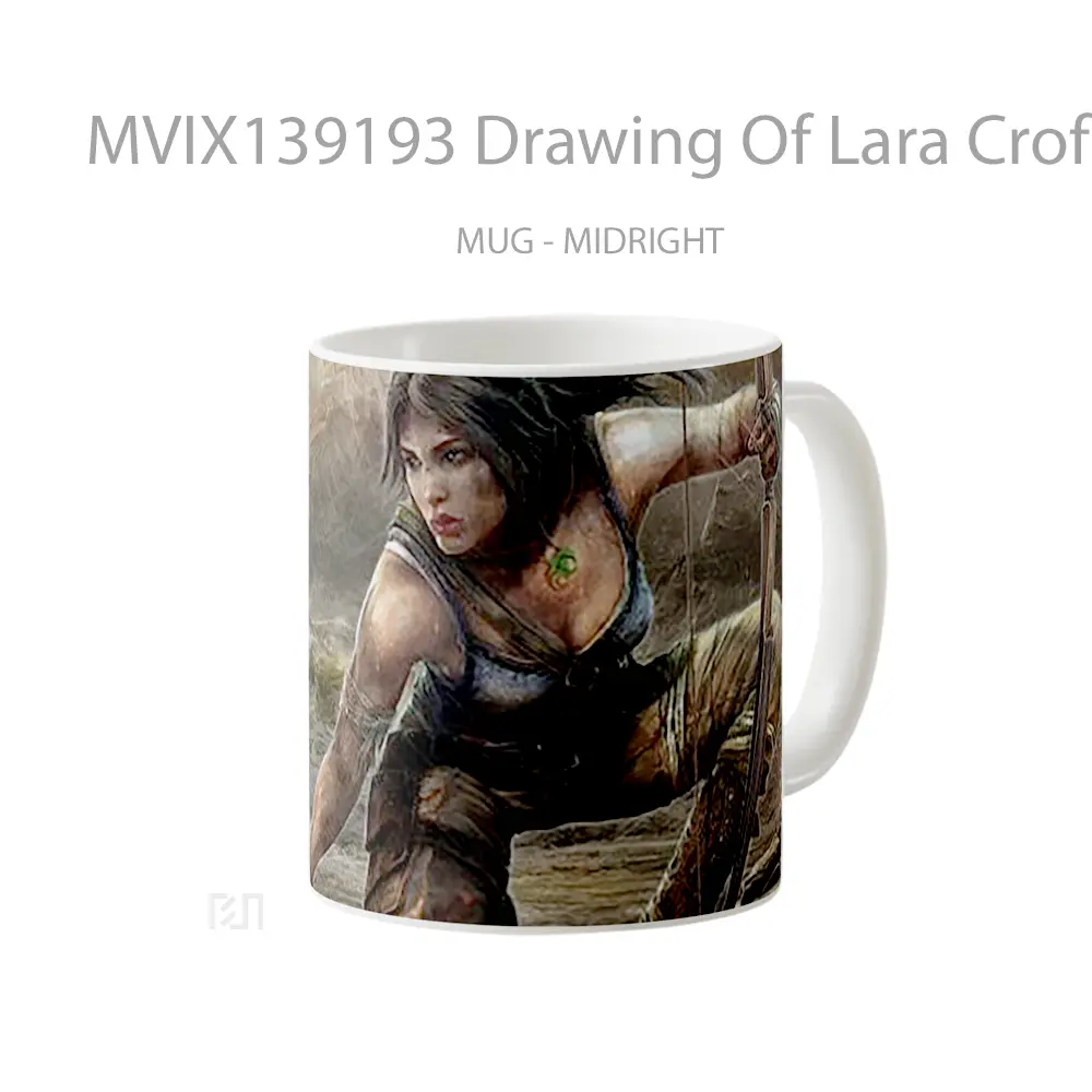 Mug Drawing Of Lara Croft Tomb Raider Gelas Keramik Unik - All-side / Desain