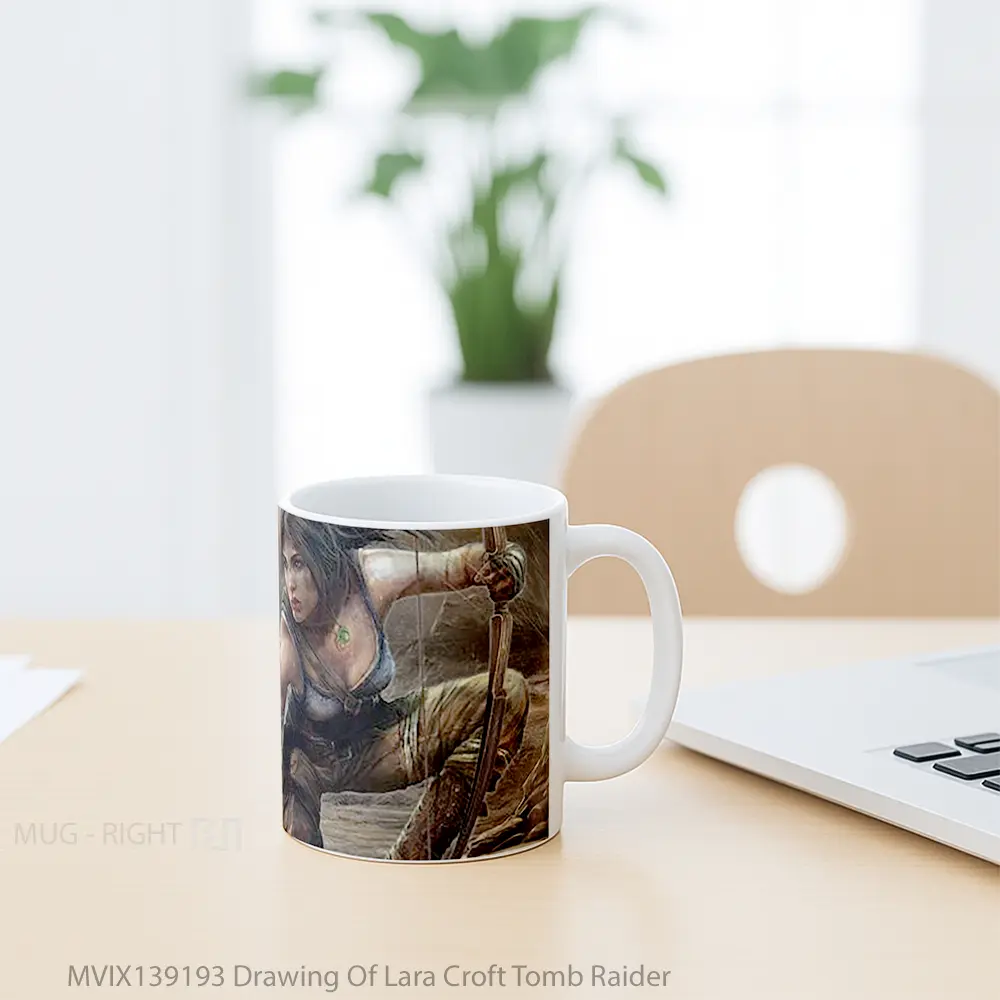 Mug Drawing Of Lara Croft Tomb Raider Gelas Keramik Unik - All-side / Desain