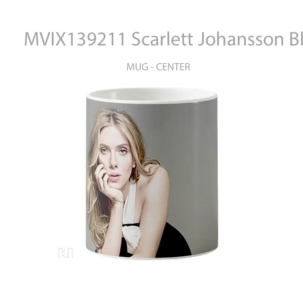 Mug Scarlett Johansson Black Dress Blonde Gelas Selebriti