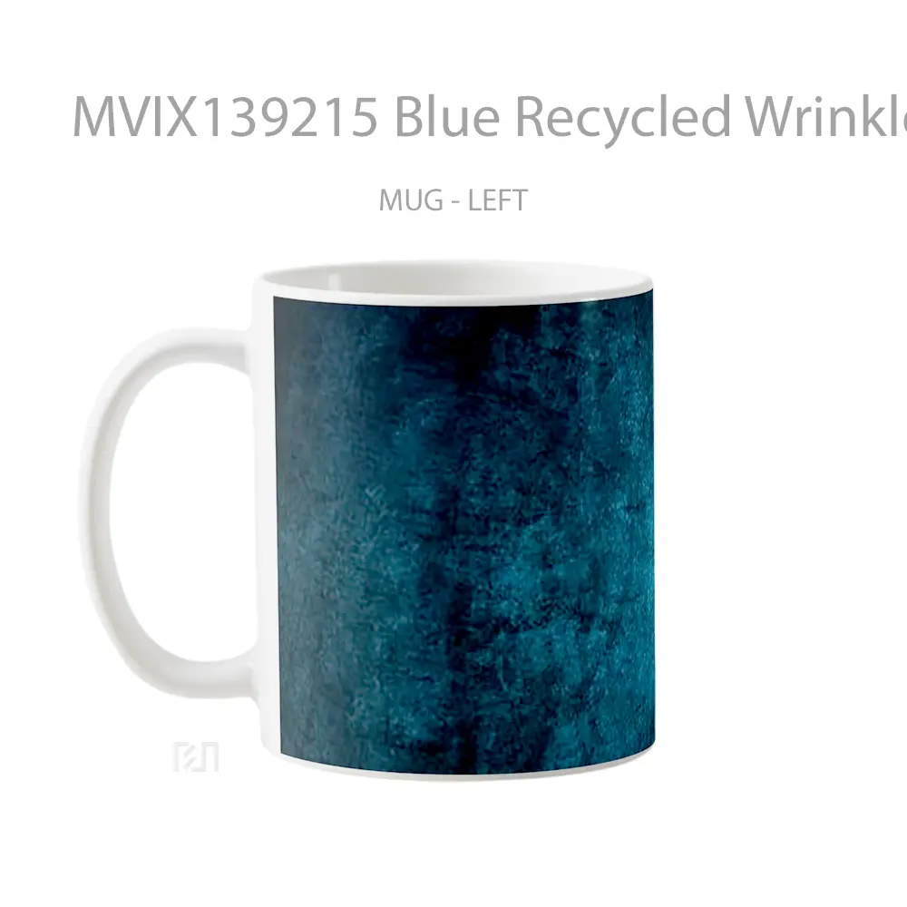 Mug Blue Recycled Wrinkled Texture Gelas Keramik Unik - All-side / Desain