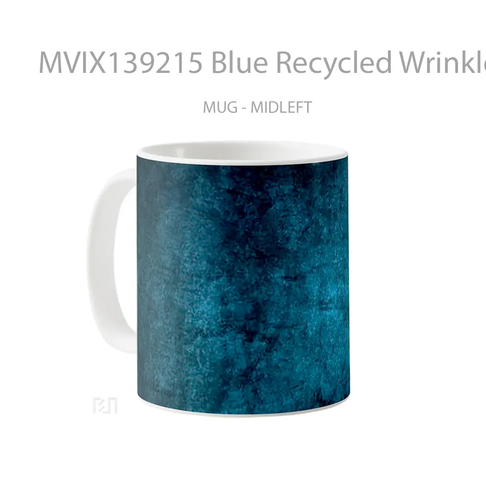 Mug Blue Recycled Wrinkled Texture Gelas Keramik Unik - All-side / Desain