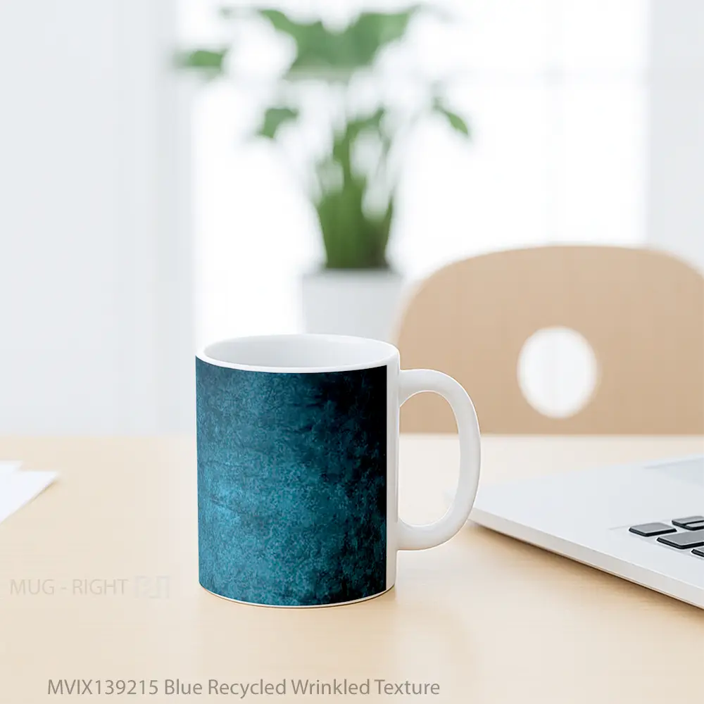 Mug Blue Recycled Wrinkled Texture Gelas Keramik Unik - All-side / Desain