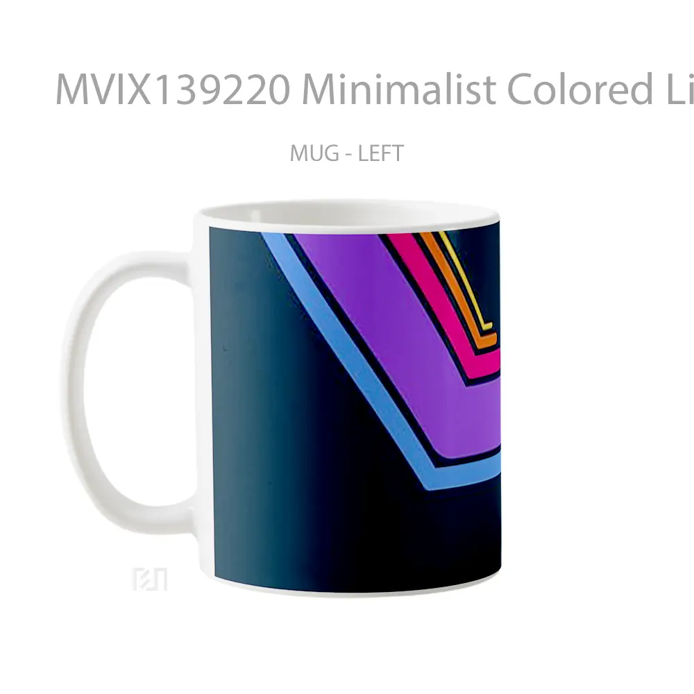 Mug Minimalist Colored Lines Gelas Seni Modern - All-side / Desain