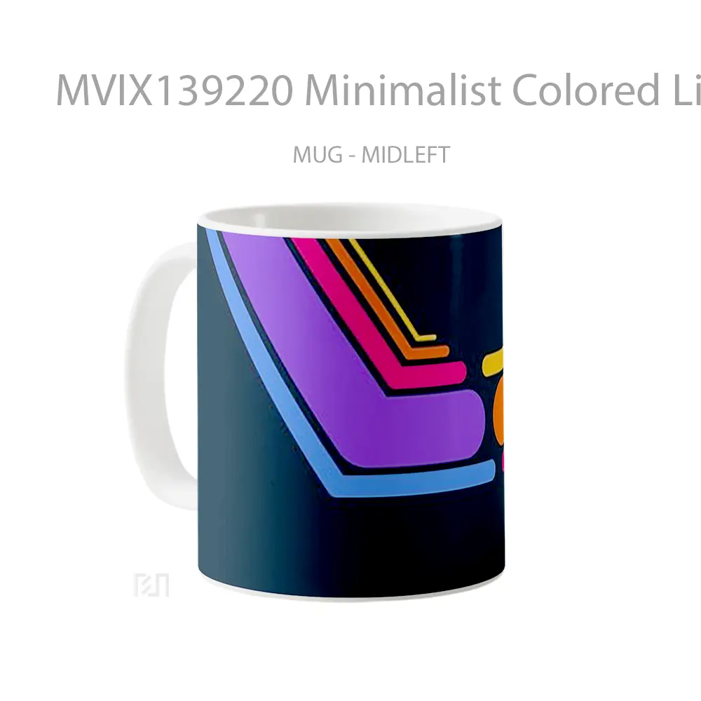 Mug Minimalist Colored Lines Gelas Seni Modern - All-side / Desain