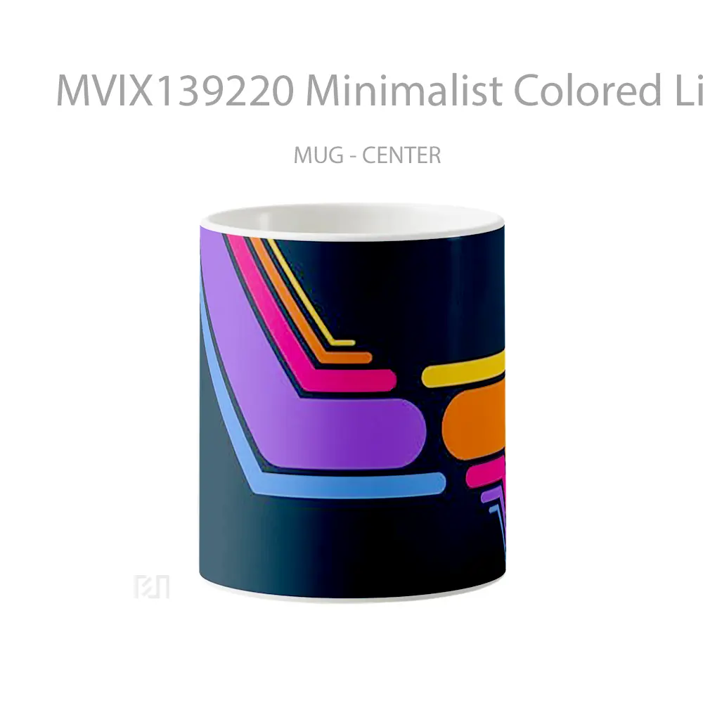 Mug Minimalist Colored Lines Gelas Seni Modern