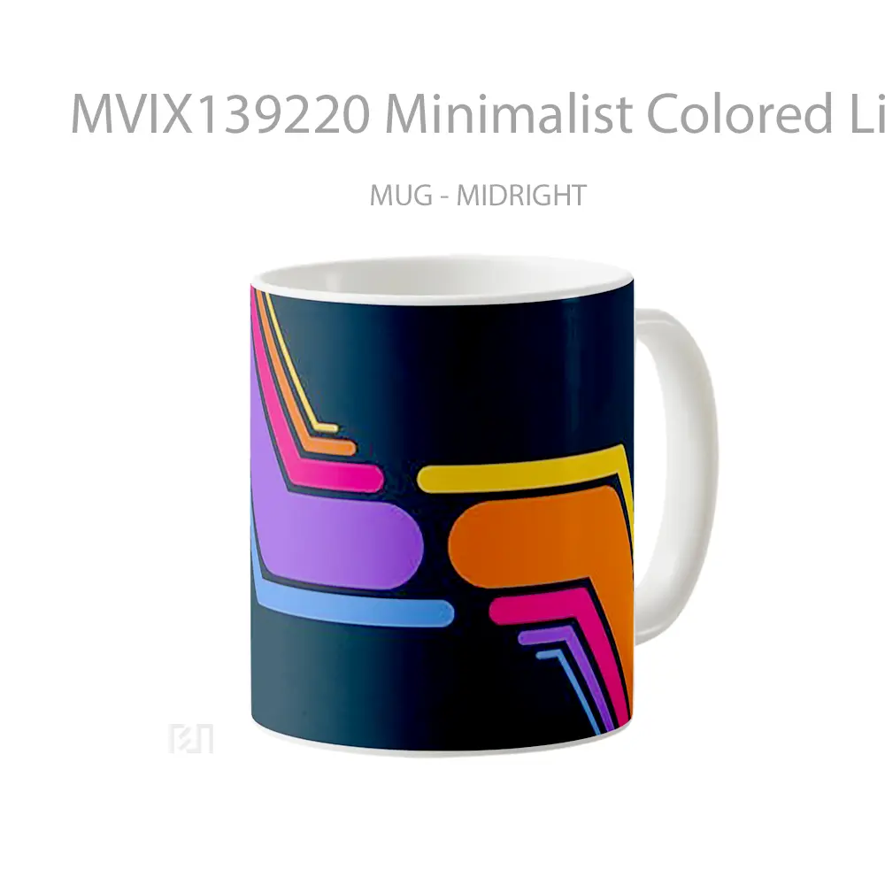 Mug Minimalist Colored Lines Gelas Seni Modern - All-side / Desain
