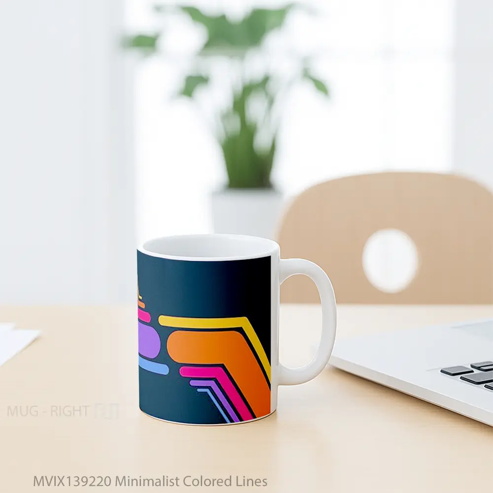 Mug Minimalist Colored Lines Gelas Seni Modern - All-side / Desain