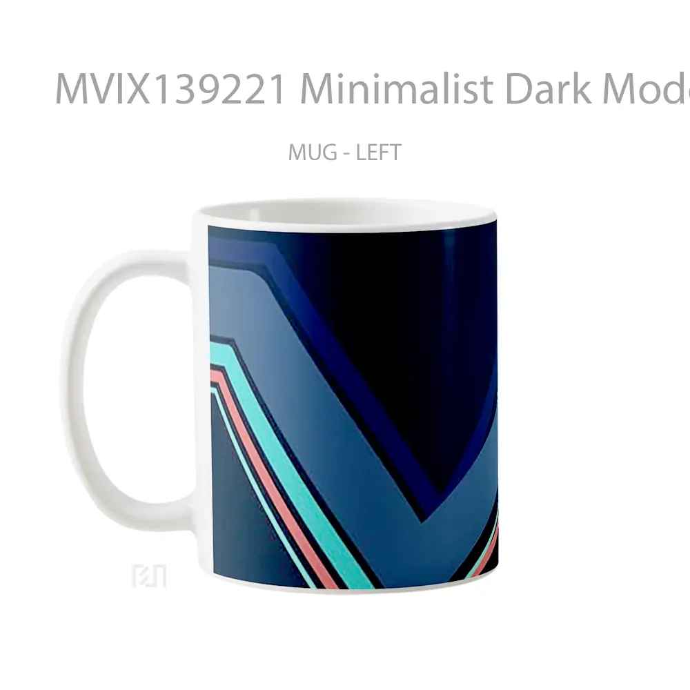 Mug Minimalist Dark Mode Lines Gelas Seni Modern - All-side / Desain