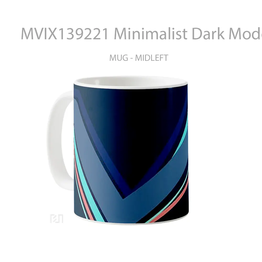 Mug Minimalist Dark Mode Lines Gelas Seni Modern - All-side / Desain