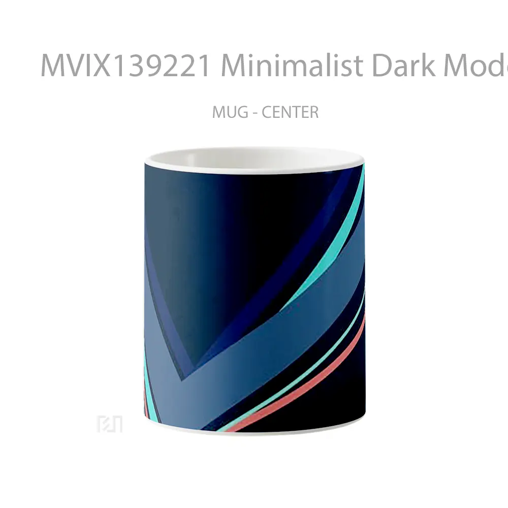 Mug Minimalist Dark Mode Lines Gelas Seni Modern