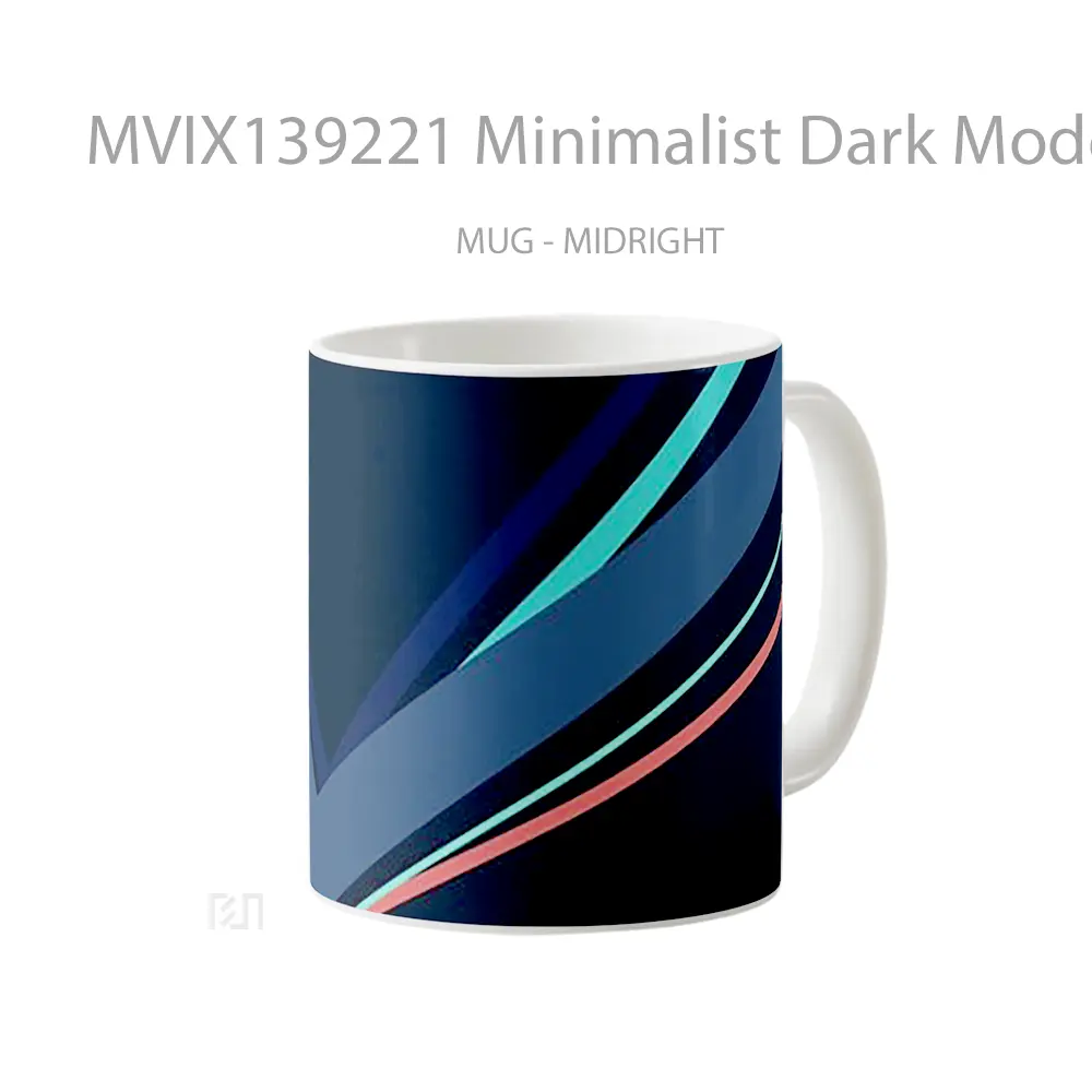 Mug Minimalist Dark Mode Lines Gelas Seni Modern - All-side / Desain