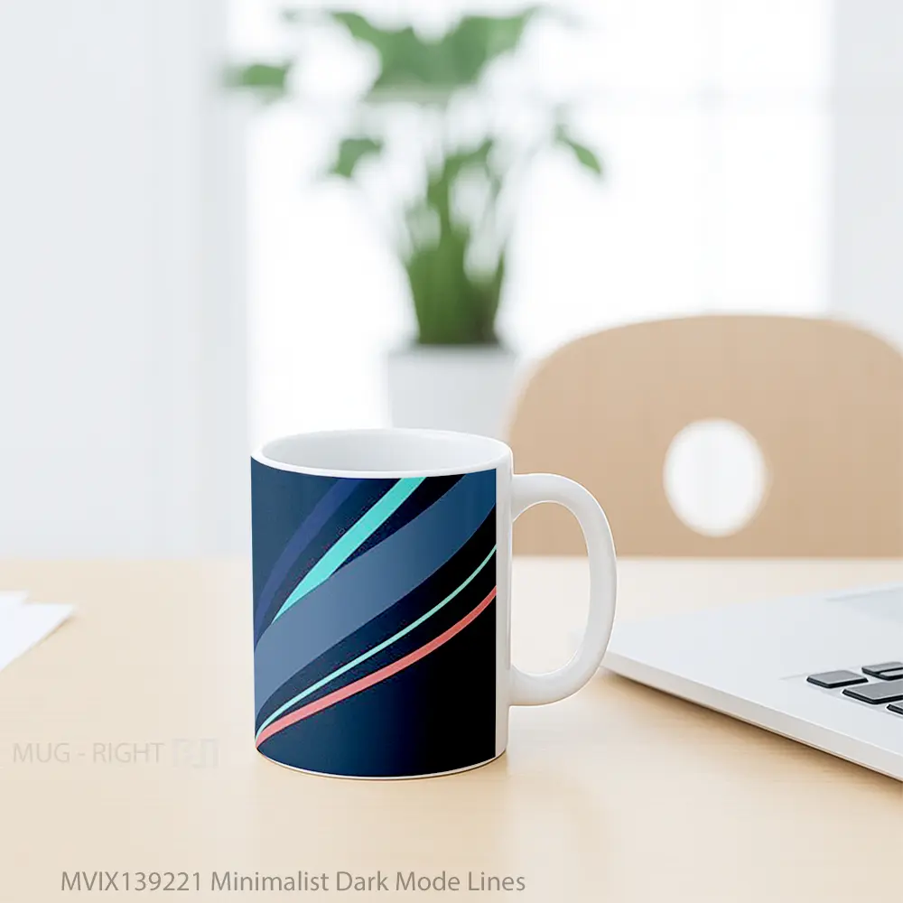 Mug Minimalist Dark Mode Lines Gelas Seni Modern - All-side / Desain