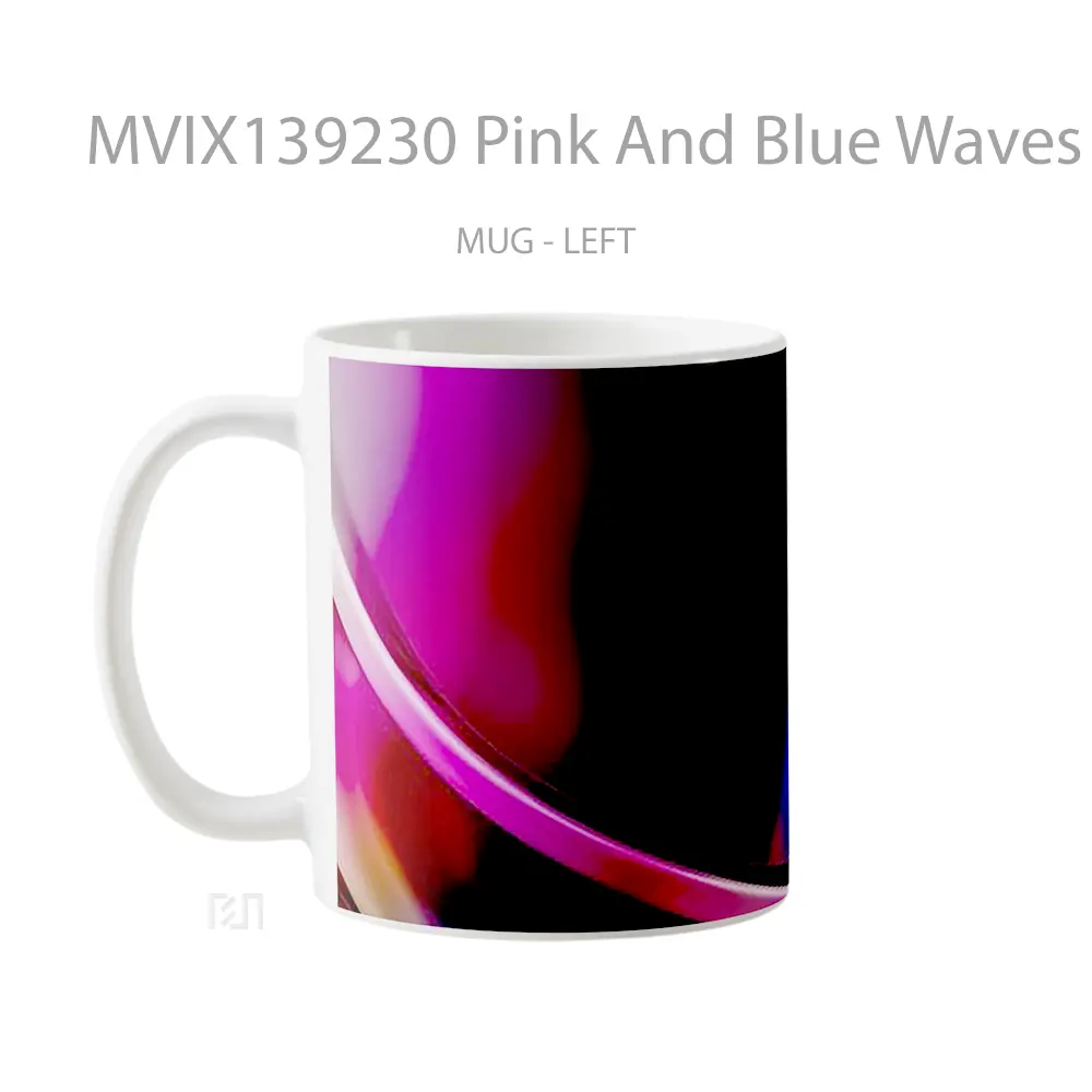 Mug Pink And Blue Waves Gelas Keramik Unik - All-side / Desain