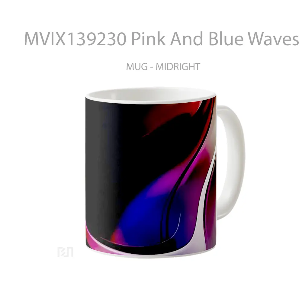 Mug Pink And Blue Waves Gelas Keramik Unik - All-side / Desain