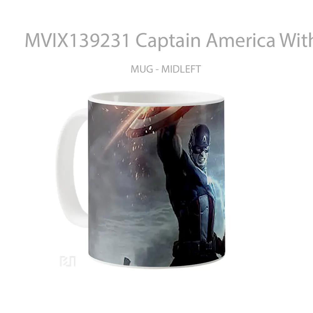 Mug Captain America With Thor S Hammer 2020 Gelas Superhero - All-side / Desain
