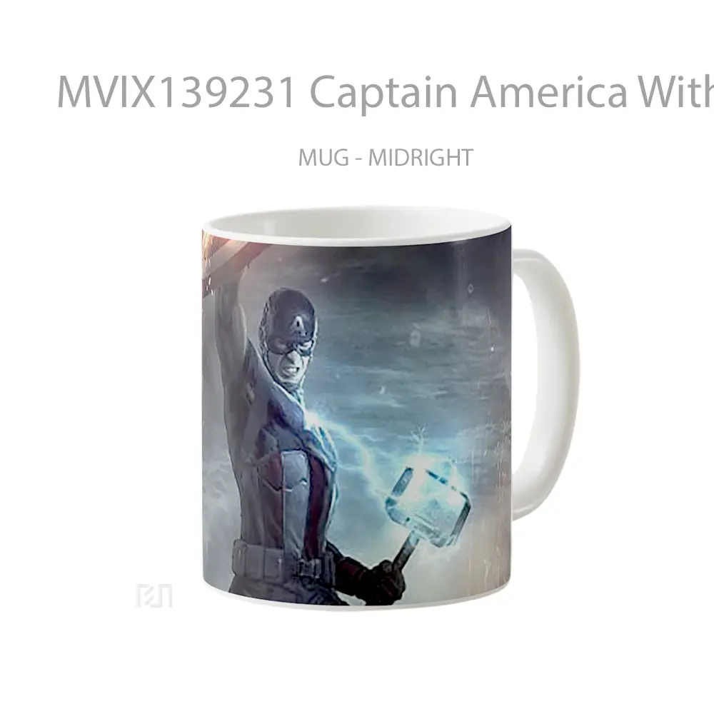 Mug Captain America With Thor S Hammer 2020 Gelas Superhero - All-side / Desain