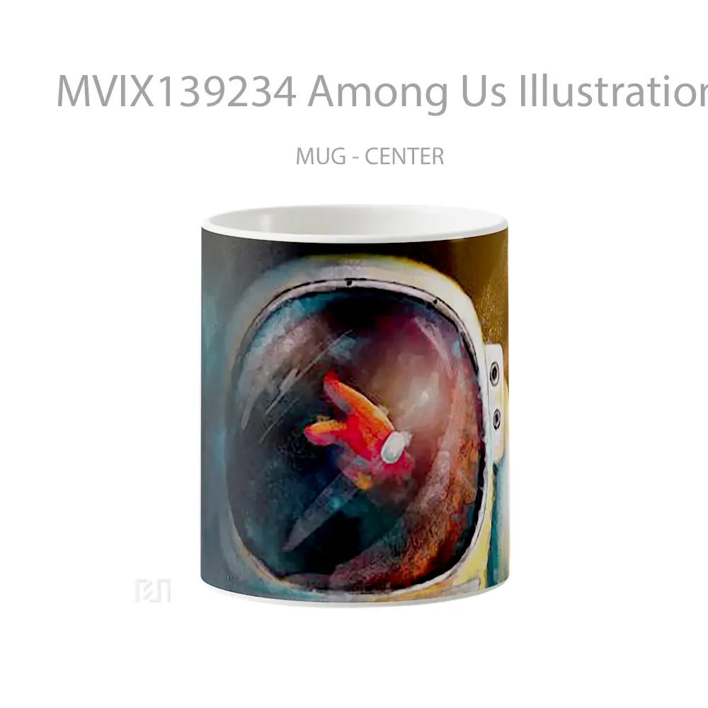 Mug Among Us Illustration Gelas Seni Modern