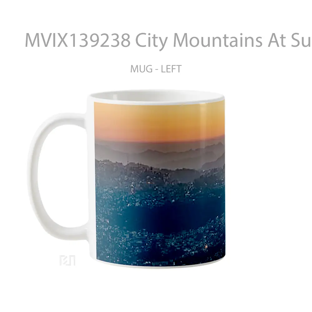 Mug City Mountains At Sunset Gelas Pemandangan Alam - All-side / Desain