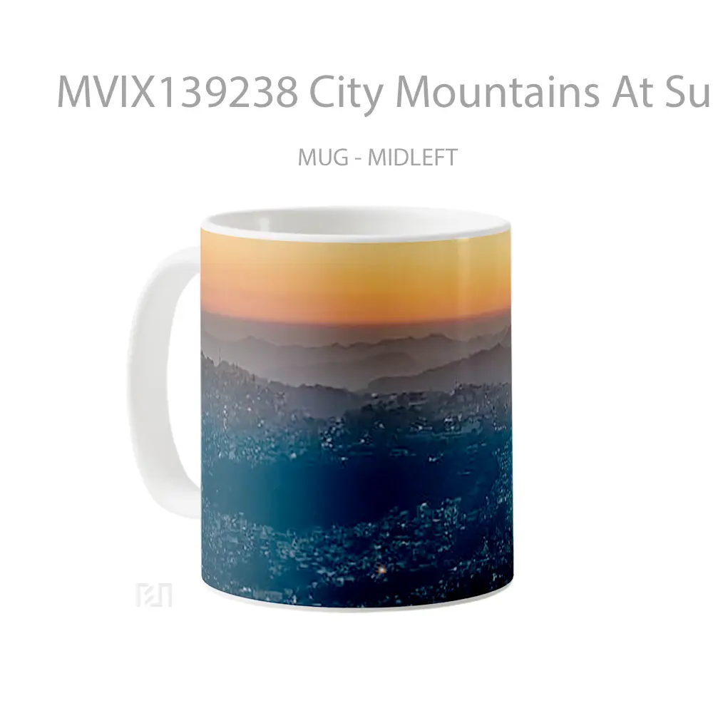 Mug City Mountains At Sunset Gelas Pemandangan Alam - All-side / Desain