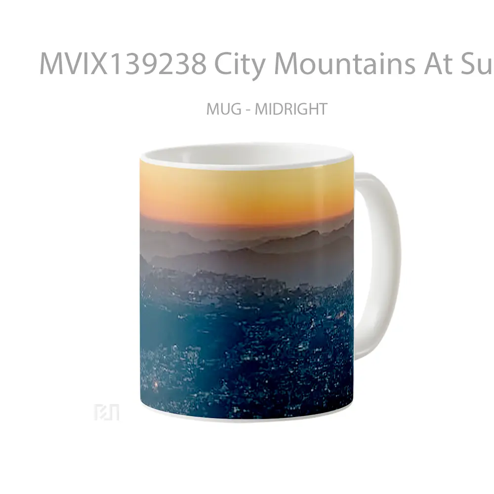 Mug City Mountains At Sunset Gelas Pemandangan Alam - All-side / Desain