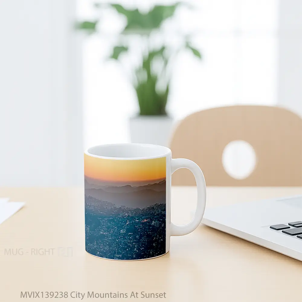 Mug City Mountains At Sunset Gelas Pemandangan Alam - All-side / Desain