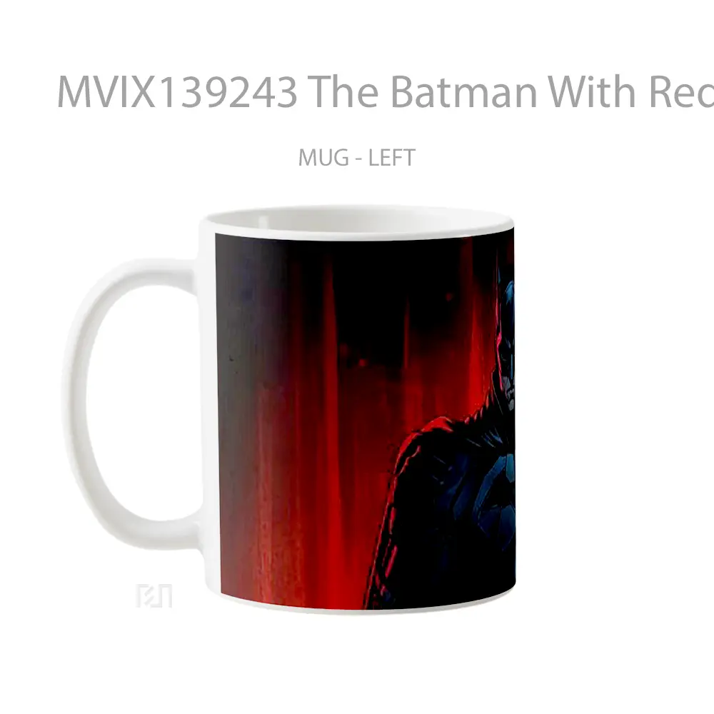 Mug The Batman With Red Background Gelas Superhero - All-side / Desain