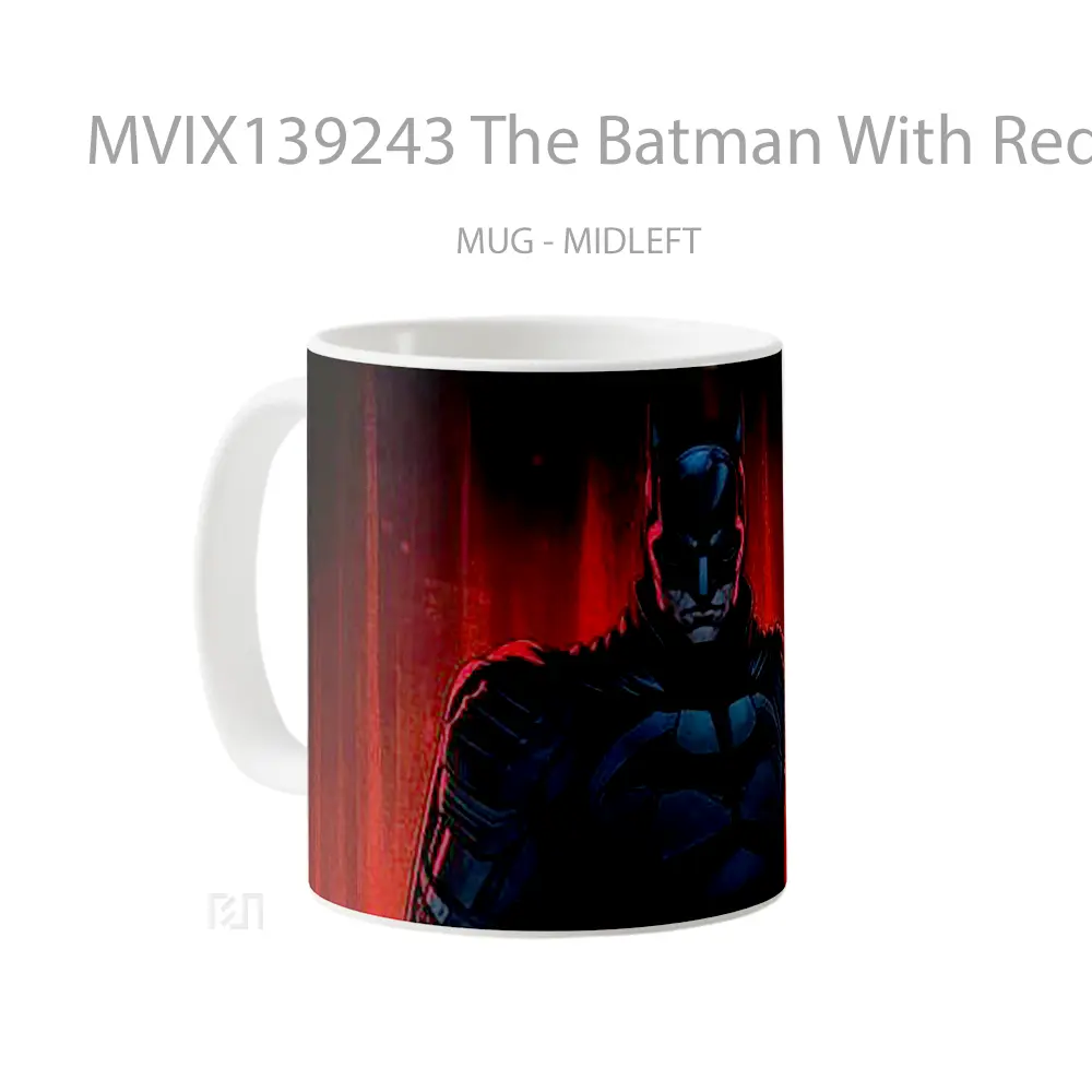 Mug The Batman With Red Background Gelas Superhero - All-side / Desain