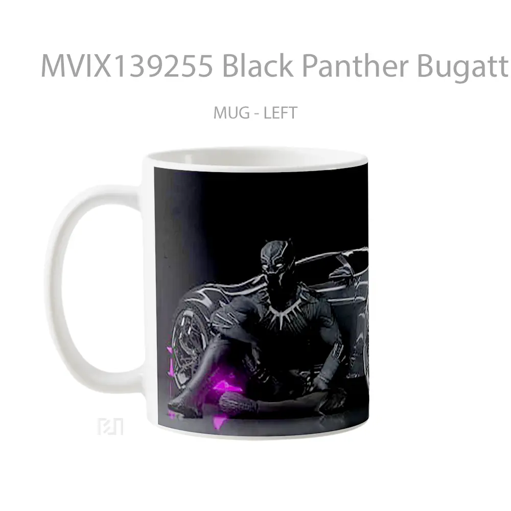 Mug Black Panther Bugatti Chiron La Voiture Noire Gelas Superhero - All-side / Desain