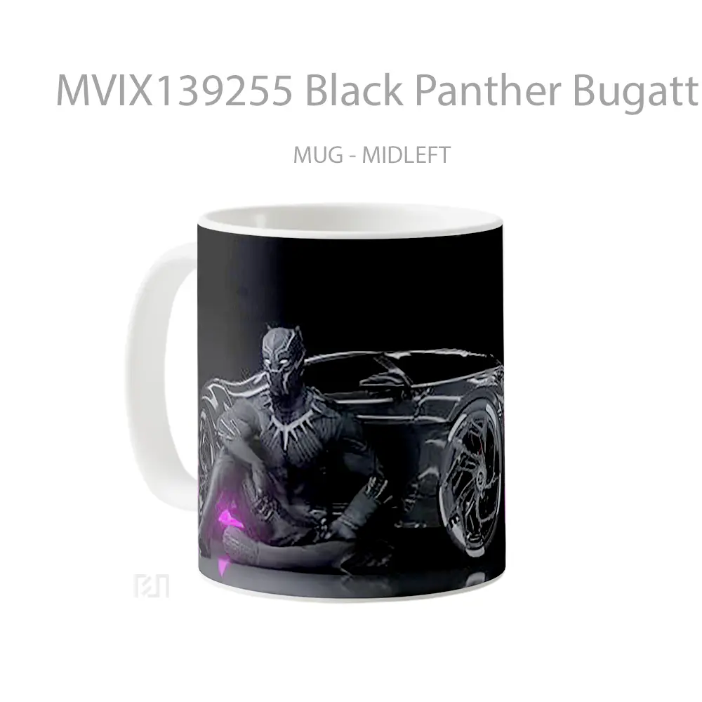 Mug Black Panther Bugatti Chiron La Voiture Noire Gelas Superhero - All-side / Desain