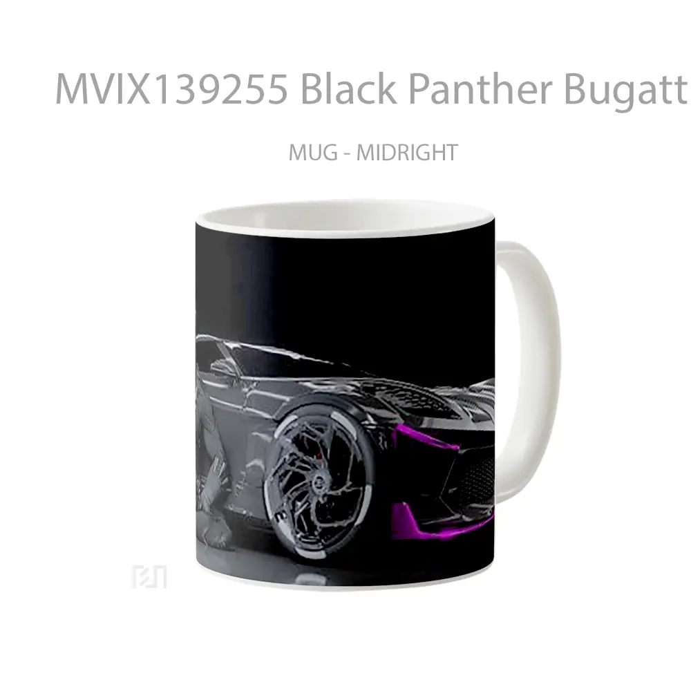 Mug Black Panther Bugatti Chiron La Voiture Noire Gelas Superhero - All-side / Desain