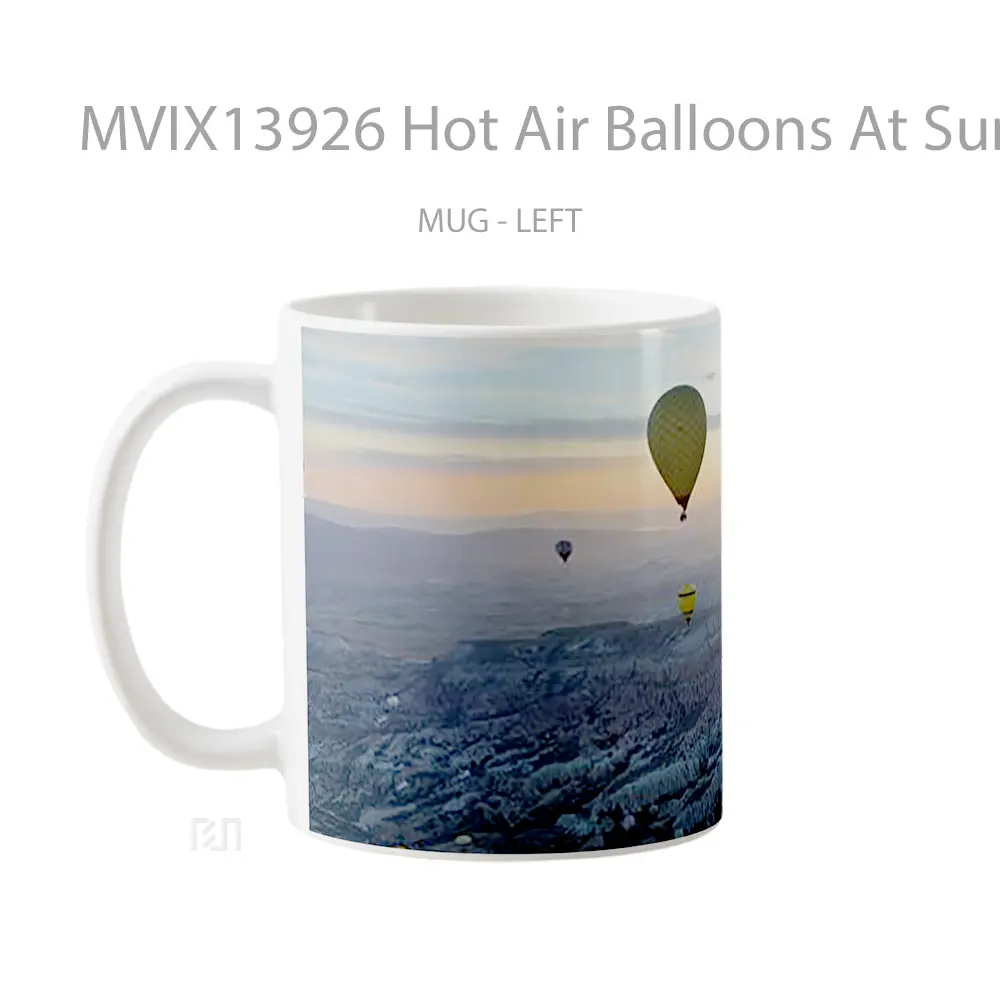 Mug Hot Air Balloons At Sunset Gelas Pemandangan Alam - All-side / Desain