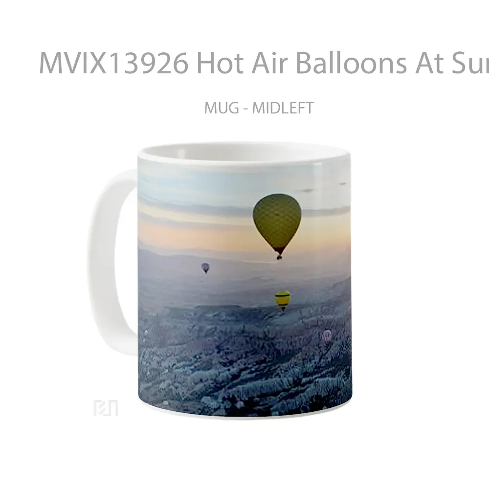 Mug Hot Air Balloons At Sunset Gelas Pemandangan Alam - All-side / Desain