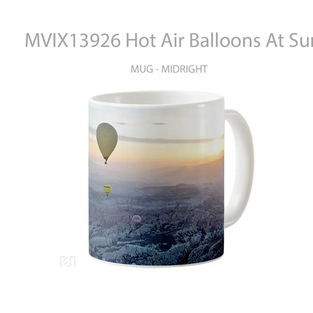 Mug Hot Air Balloons At Sunset Gelas Pemandangan Alam - All-side / Desain