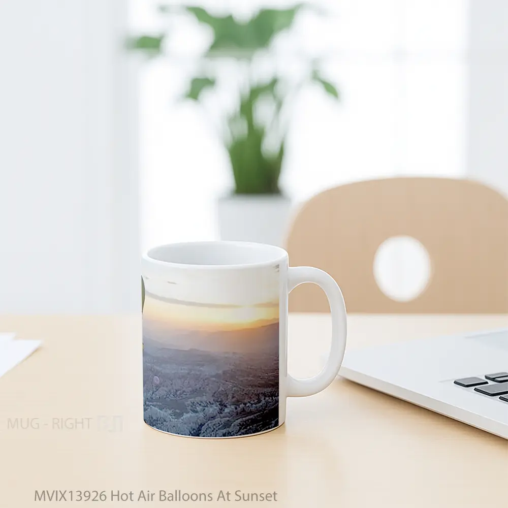 Mug Hot Air Balloons At Sunset Gelas Pemandangan Alam - All-side / Desain