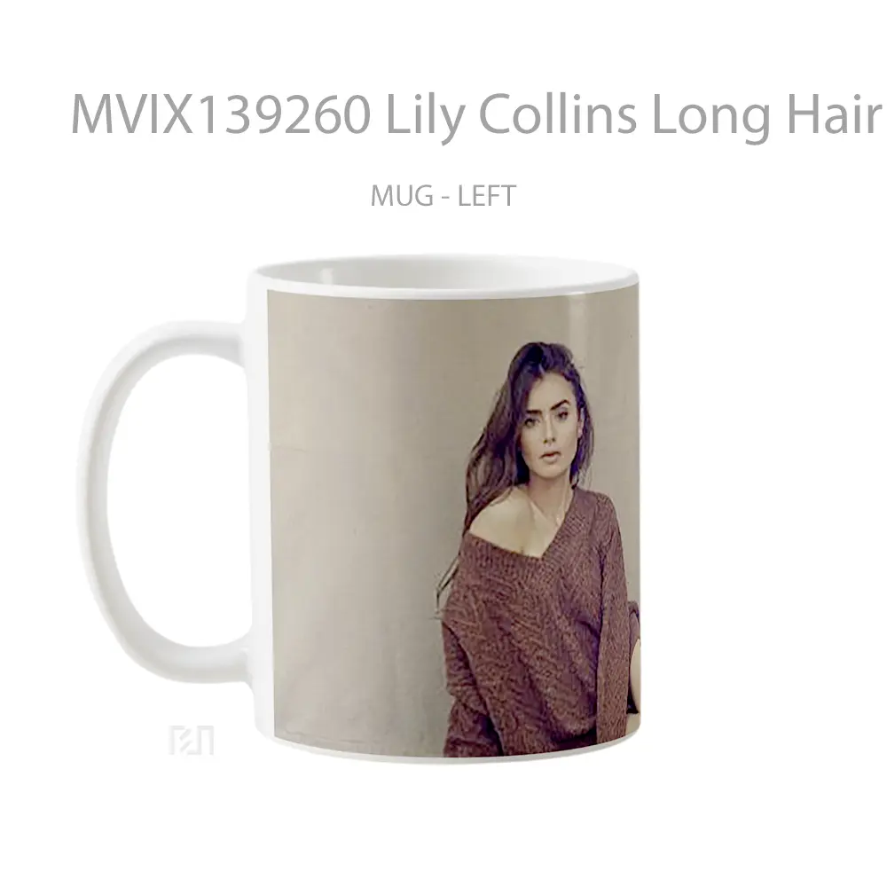Mug Lily Collins Long Hair Gelas Keramik Unik - All-side / Desain