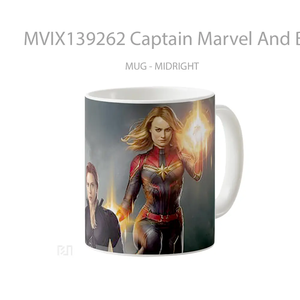 Mug Captain Marvel And Black Widow Gelas Superhero - All-side / Desain